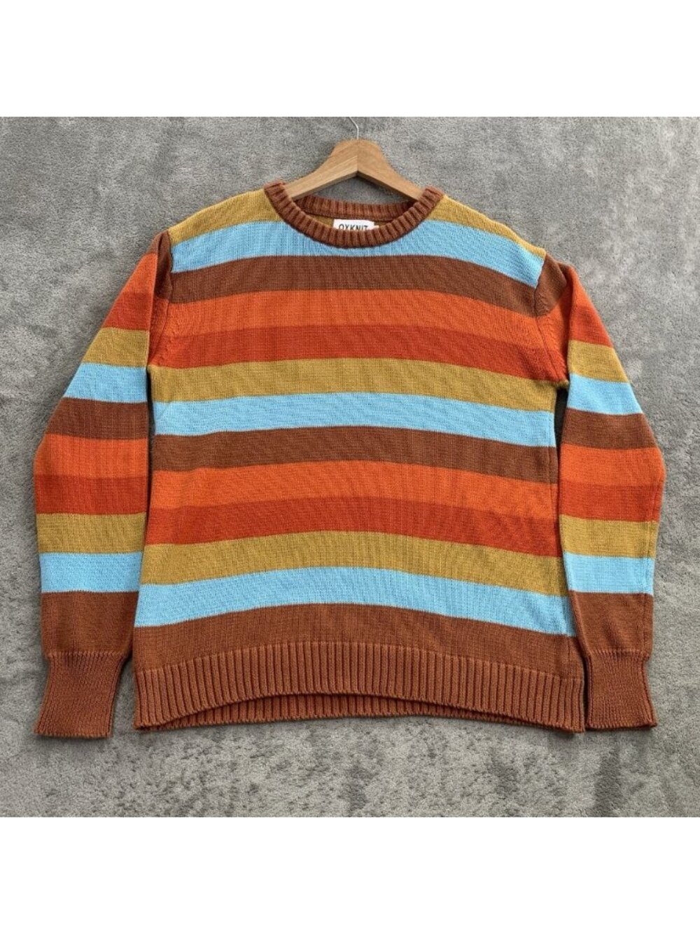 OXKNIT Sweater Men's Small Artistic Retro Street Jacquard Round Neck Knitwear